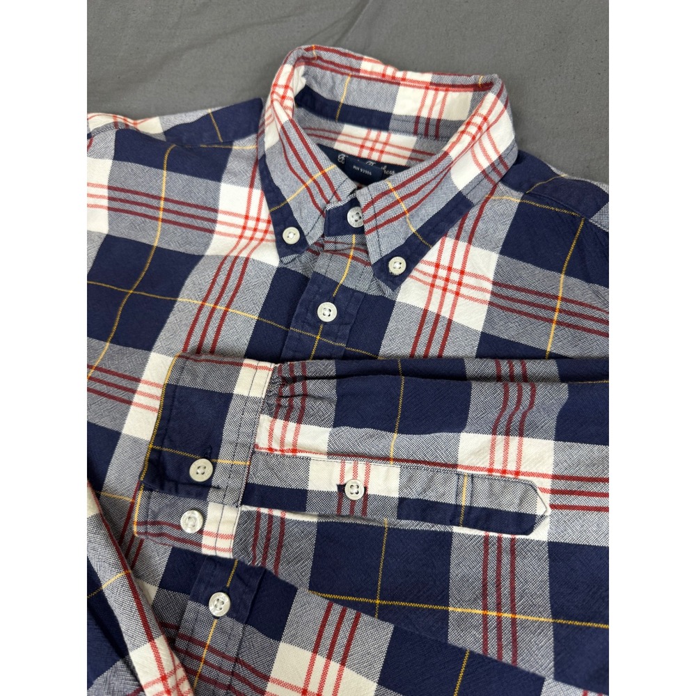 Brooks Brothers Red Fleece Youth Large Plaid Button Down Shirt Blue Red White